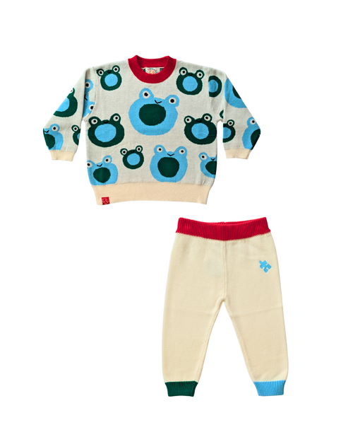 Froggy Pop Knit Set - Blue Lagoon